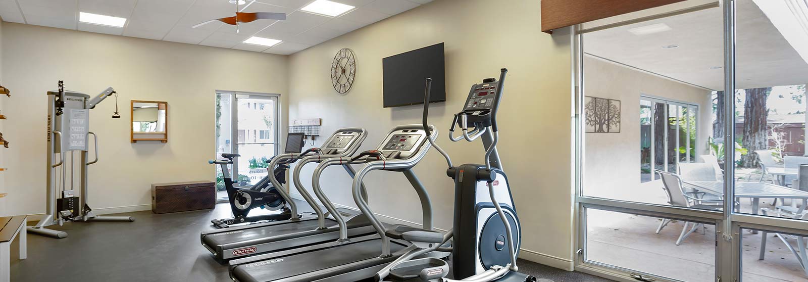 white towel and water station and multi-function trainer